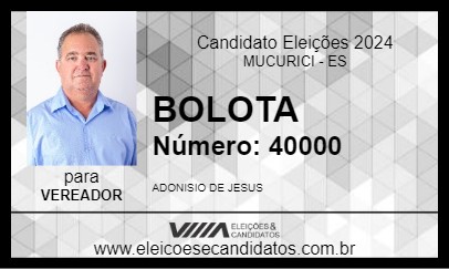 Candidato BOLOTA 2024 - MUCURICI - Eleições