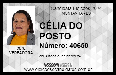 Candidato CÉLIA DO POSTO 2024 - MONTANHA - Eleições