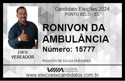 Candidato RONIVON DA AMBULÂNCIA 2024 - PONTO BELO - Eleições