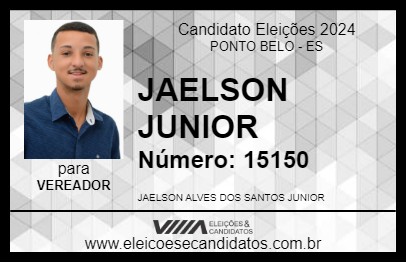 Candidato JAELSON JUNIOR 2024 - PONTO BELO - Eleições