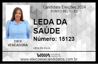 Candidato LEDA DA SAÚDE 2024 - PONTO BELO - Eleições