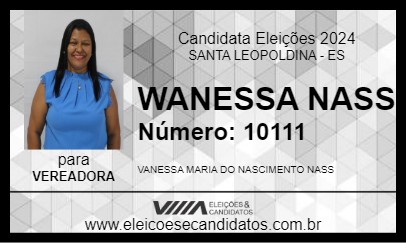 Candidato VANESSA NASCIMENTO 2024 - SANTA LEOPOLDINA - Eleições