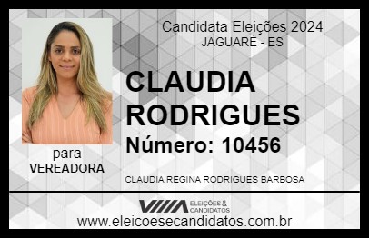 Candidato CLAUDIA RODRIGUES 2024 - JAGUARÉ - Eleições