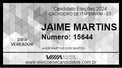 Candidato JAIME MARTINS 2024 - CACHOEIRO DE ITAPEMIRIM - Eleições