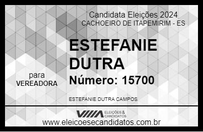 Candidato ESTEFANIE DUTRA 2024 - CACHOEIRO DE ITAPEMIRIM - Eleições