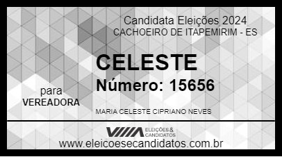 Candidato CELESTE 2024 - CACHOEIRO DE ITAPEMIRIM - Eleições