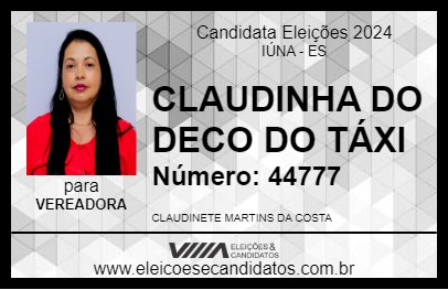 Candidato CLAUDINHA DO DECO DO TÁXI 2024 - IÚNA - Eleições