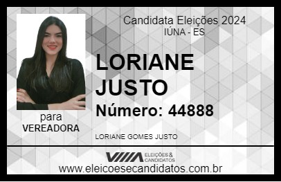 Candidato LORIANE JUSTO 2024 - IÚNA - Eleições