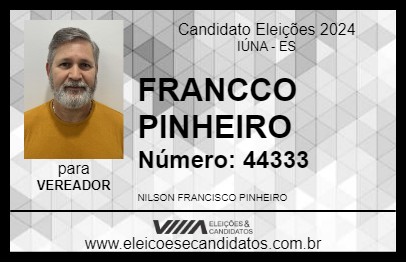 Candidato FRANCCO PINHEIRO 2024 - IÚNA - Eleições