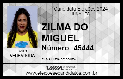 Candidato ZILMA DO MIGUEL 2024 - IÚNA - Eleições