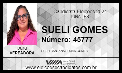 Candidato SUELI GOMES 2024 - IÚNA - Eleições