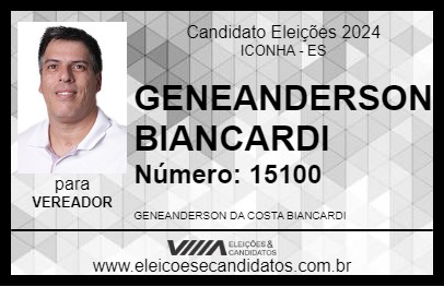 Candidato GENEANDERSON BIANCARDI 2024 - ICONHA - Eleições