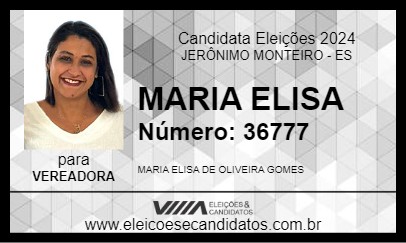 Candidato MARIA ELISA 2024 - JERÔNIMO MONTEIRO - Eleições