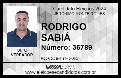 Candidato RODRIGO SABIÁ 2024 - JERÔNIMO MONTEIRO - Eleições