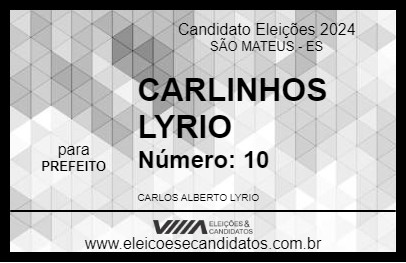 Candidato CARLINHOS LYRIO 2024 - SÃO MATEUS - Eleições