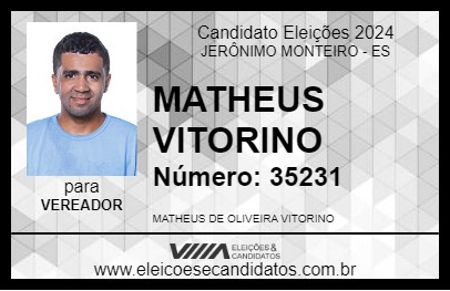 Candidato MATHEUS VITORINO 2024 - JERÔNIMO MONTEIRO - Eleições