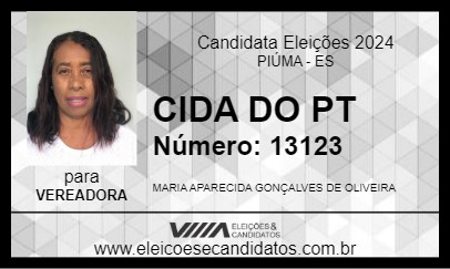 Candidato CIDA DO PT 2024 - PIÚMA - Eleições