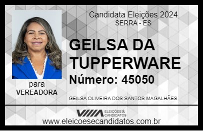 Candidato GEILSA DA TUPPERWARE 2024 - SERRA - Eleições