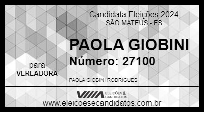 Candidato PAOLA GIOBINI 2024 - SÃO MATEUS - Eleições