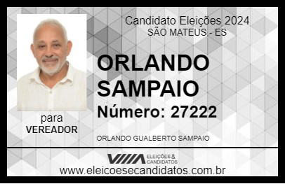 Candidato ORLANDO SAMPAIO 2024 - SÃO MATEUS - Eleições