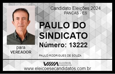 Candidato PAULO DO SINDICATO 2024 - PANCAS - Eleições