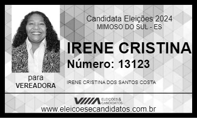 Candidato IRENE CRISTINA 2024 - MIMOSO DO SUL - Eleições