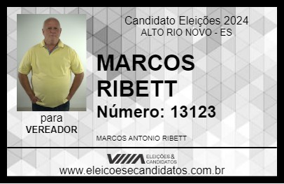 Candidato MARCOS RIBETT 2024 - ALTO RIO NOVO - Eleições