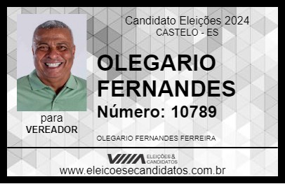 Candidato OLEGARIO FERNANDES 2024 - CASTELO - Eleições