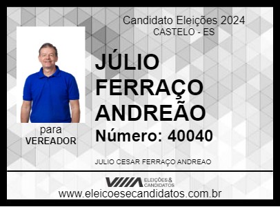 Candidato JÚLIO FERRAÇO ANDREÃO 2024 - CASTELO - Eleições