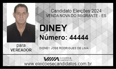 Candidato DINEY 2024 - VENDA NOVA DO IMIGRANTE - Eleições