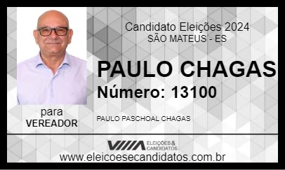 Candidato PAULO CHAGAS 2024 - SÃO MATEUS - Eleições