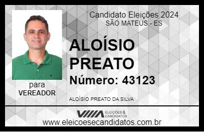 Candidato ALOÍSIO PREATO 2024 - SÃO MATEUS - Eleições