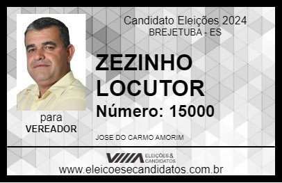 Candidato ZEZINHO LOCUTOR 2024 - BREJETUBA - Eleições