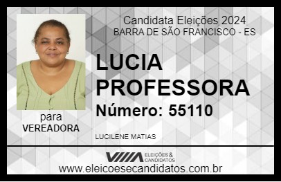 Candidato LUCIA PROFESSORA 2024 - BARRA DE SÃO FRANCISCO - Eleições