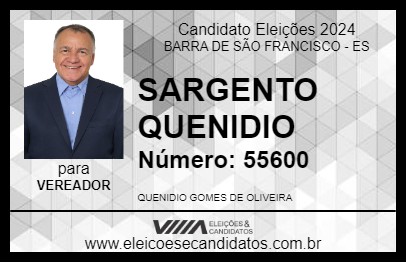 Candidato SARGENTO QUENIDIO 2024 - BARRA DE SÃO FRANCISCO - Eleições