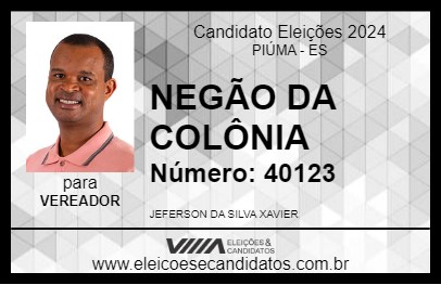 Candidato NEGÃO DA COLÔNIA  2024 - PIÚMA - Eleições