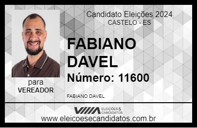 Candidato FABIANO DAVEL 2024 - CASTELO - Eleições