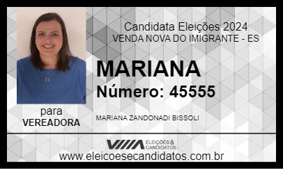 Candidato MARIANA  2024 - VENDA NOVA DO IMIGRANTE - Eleições