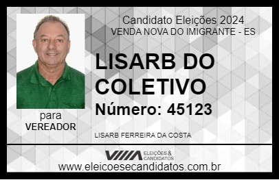 Candidato LISARB DO COLETIVO  2024 - VENDA NOVA DO IMIGRANTE - Eleições