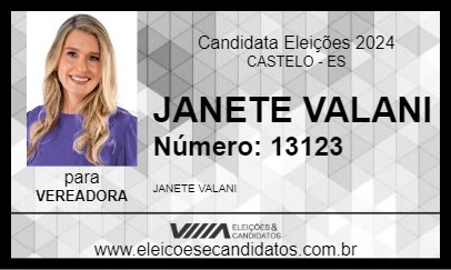 Candidato JANETE VALANI 2024 - CASTELO - Eleições