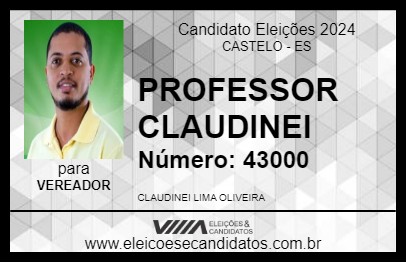 Candidato PROFESSOR CLAUDINEI 2024 - CASTELO - Eleições