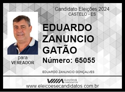 Candidato EDUARDO ZANUNCIO GATÃO 2024 - CASTELO - Eleições