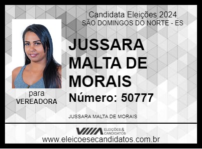 Candidato JUSSARA MALTA DE MORAIS 2024 - SÃO DOMINGOS DO NORTE - Eleições