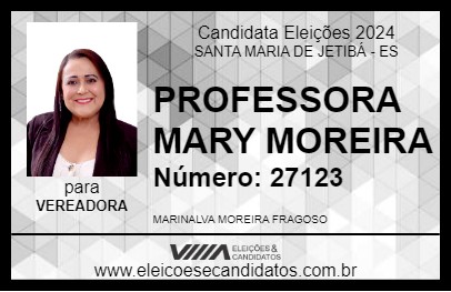 Candidato PROFESSORA MARY MOREIRA 2024 - SANTA MARIA DE JETIBÁ - Eleições