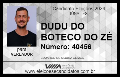 Candidato DUDU DO BOTECO DO ZÉ 2024 - IÚNA - Eleições