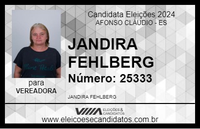 Candidato JANDIRA FEHLBERG 2024 - AFONSO CLÁUDIO - Eleições