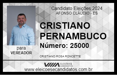 Candidato CRISTIANO PERNAMBUCO 2024 - AFONSO CLÁUDIO - Eleições