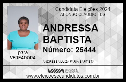 Candidato ANDRESSA BAPTISTA 2024 - AFONSO CLÁUDIO - Eleições