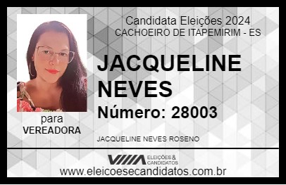 Candidato JACQUELINE NEVES 2024 - CACHOEIRO DE ITAPEMIRIM - Eleições