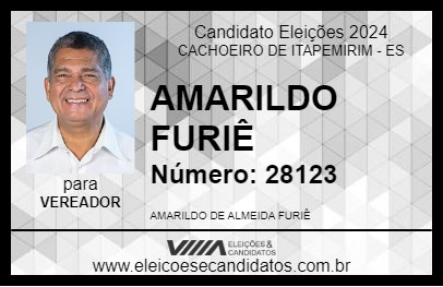 Candidato AMARILDO FURIÊ 2024 - CACHOEIRO DE ITAPEMIRIM - Eleições